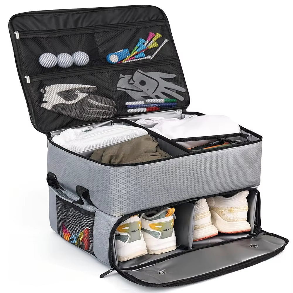Golf Trunk Organizer Waterproof Car Golf Shoes Bag with Large Golf Storage Box for Shoes Balls Tees Clothes Gloves Accessories 