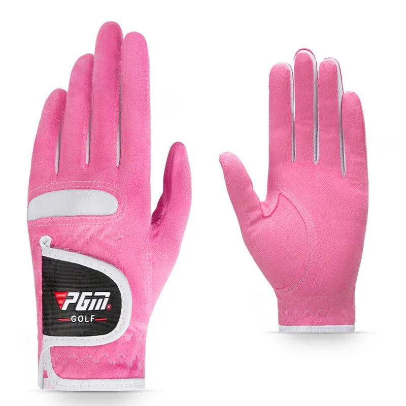 1Pair Women Golf Gloves Soft Microfiber Cloth Breathable Non-Slip Protective Gloves Hand Wear Golf Accessory