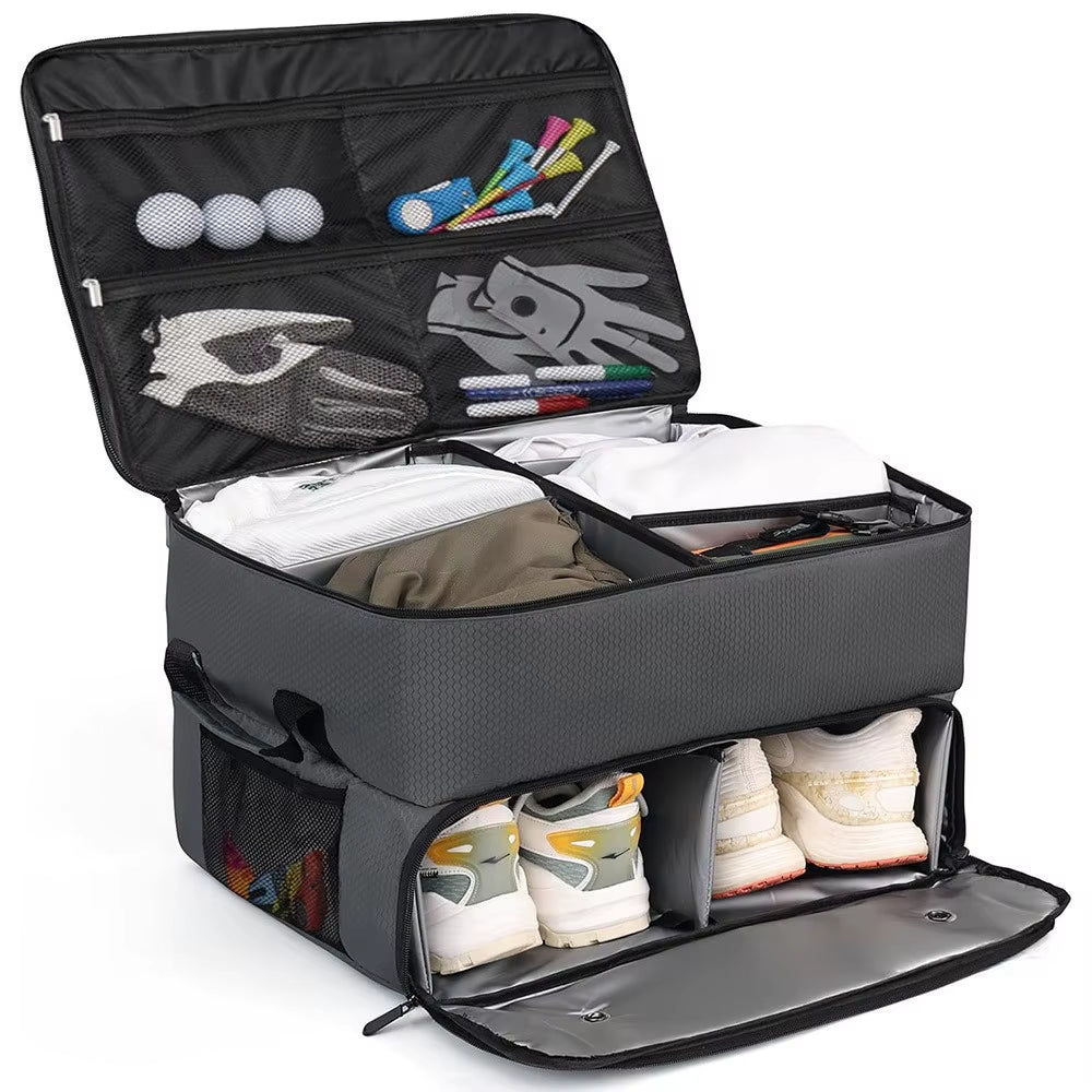 Golf Trunk Organizer Waterproof Car Golf Shoes Bag with Large Golf Storage Box for Shoes Balls Tees Clothes Gloves Accessories 
