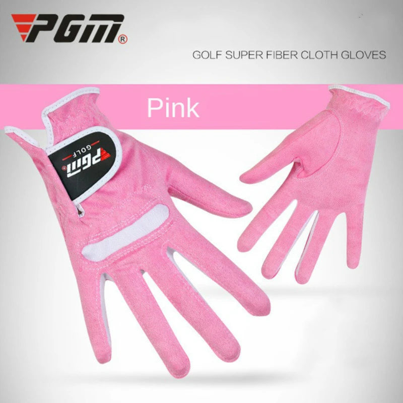 1Pair Women Golf Gloves Soft Microfiber Cloth Breathable Non-Slip Protective Gloves Hand Wear Golf Accessory