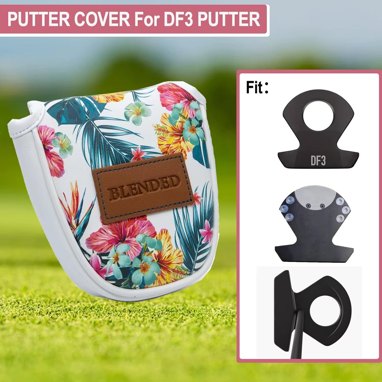 Golf Headcover for DF3 Mallet Putter Center Shaft Head Cover for Mallet Putter Golf Covers with Magnetic Magnet Closure Elegant