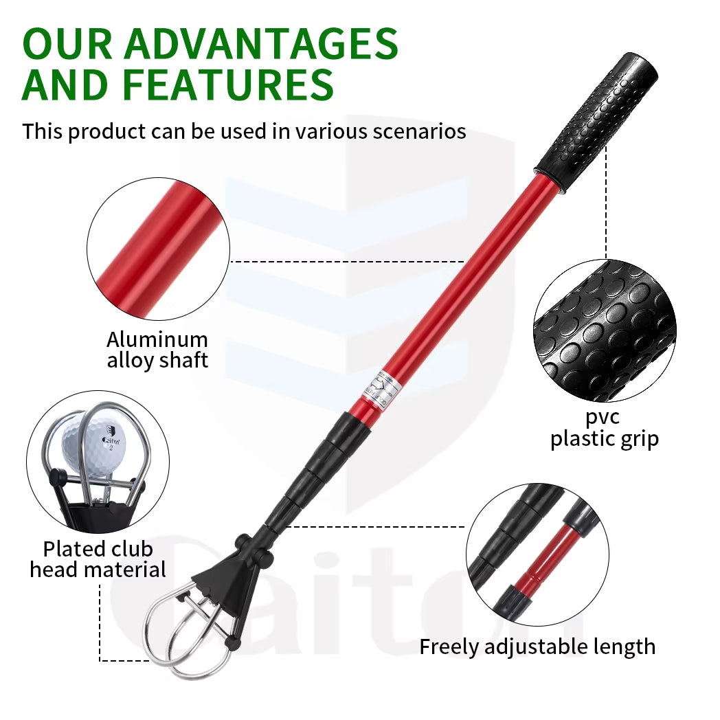 6FT/15FT Golf Ball Retriever, Telescopic Aluminum Shaft, Lightweight and Durable Design, Easy Ball Retrieval, Perfect for Golfer