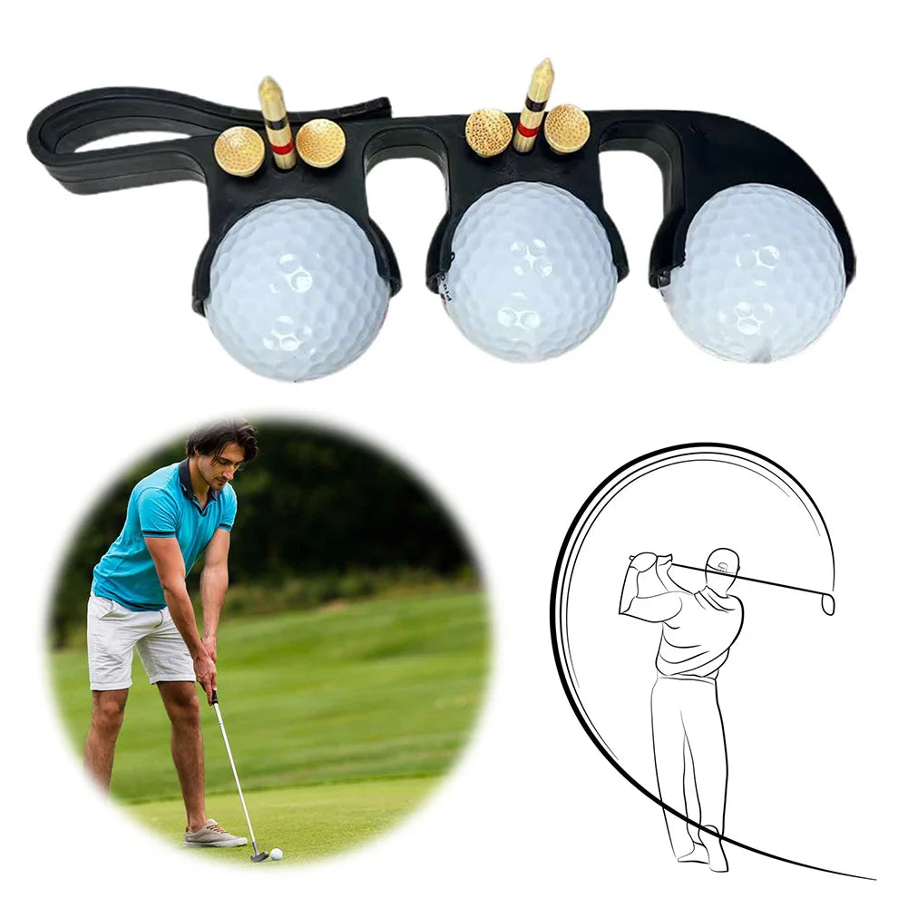 Golf Ball Clip with Tee Holder Plastic Golf Ball Clamp Storage Holder Portable Golf Accessories for Men Women