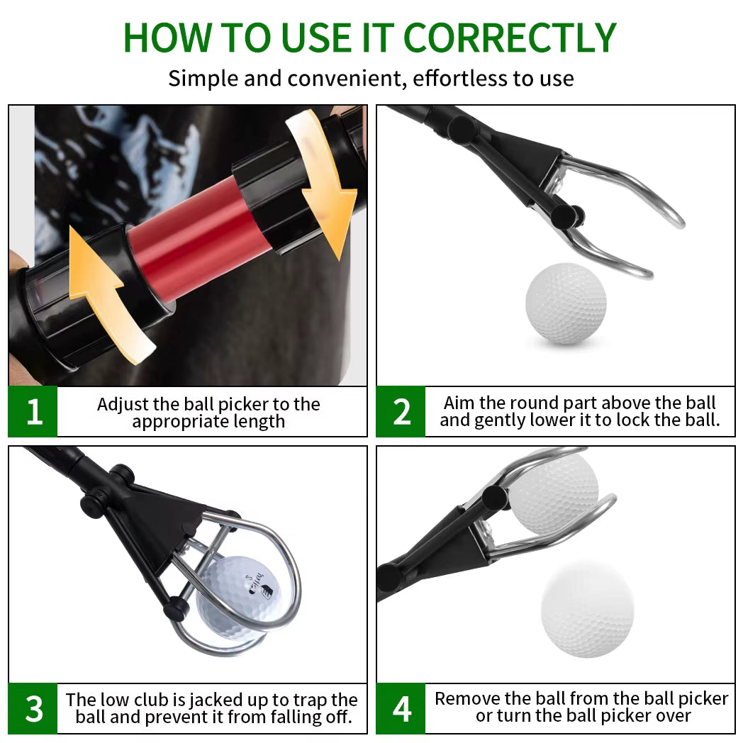 6FT/15FT Golf Ball Retriever, Telescopic Aluminum Shaft, Lightweight and Durable Design, Easy Ball Retrieval, Perfect for Golfer
