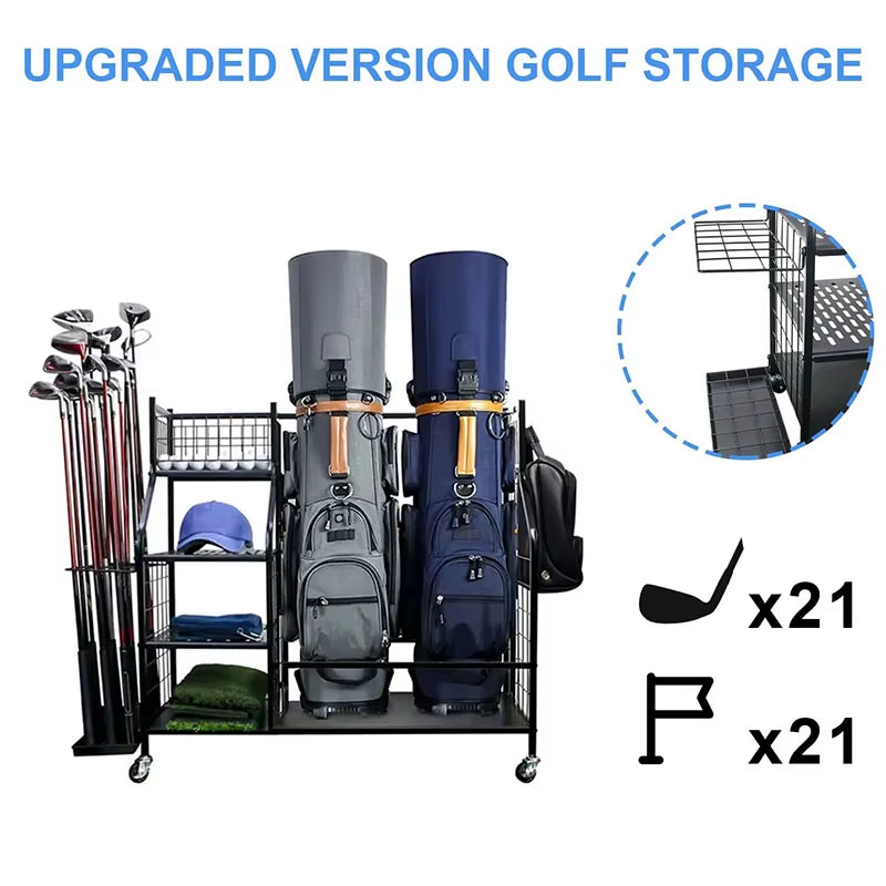 Golf Storage Cart Oversize Perfect for Storing and Organizing Golf Bags and Golf Accessories to save Space