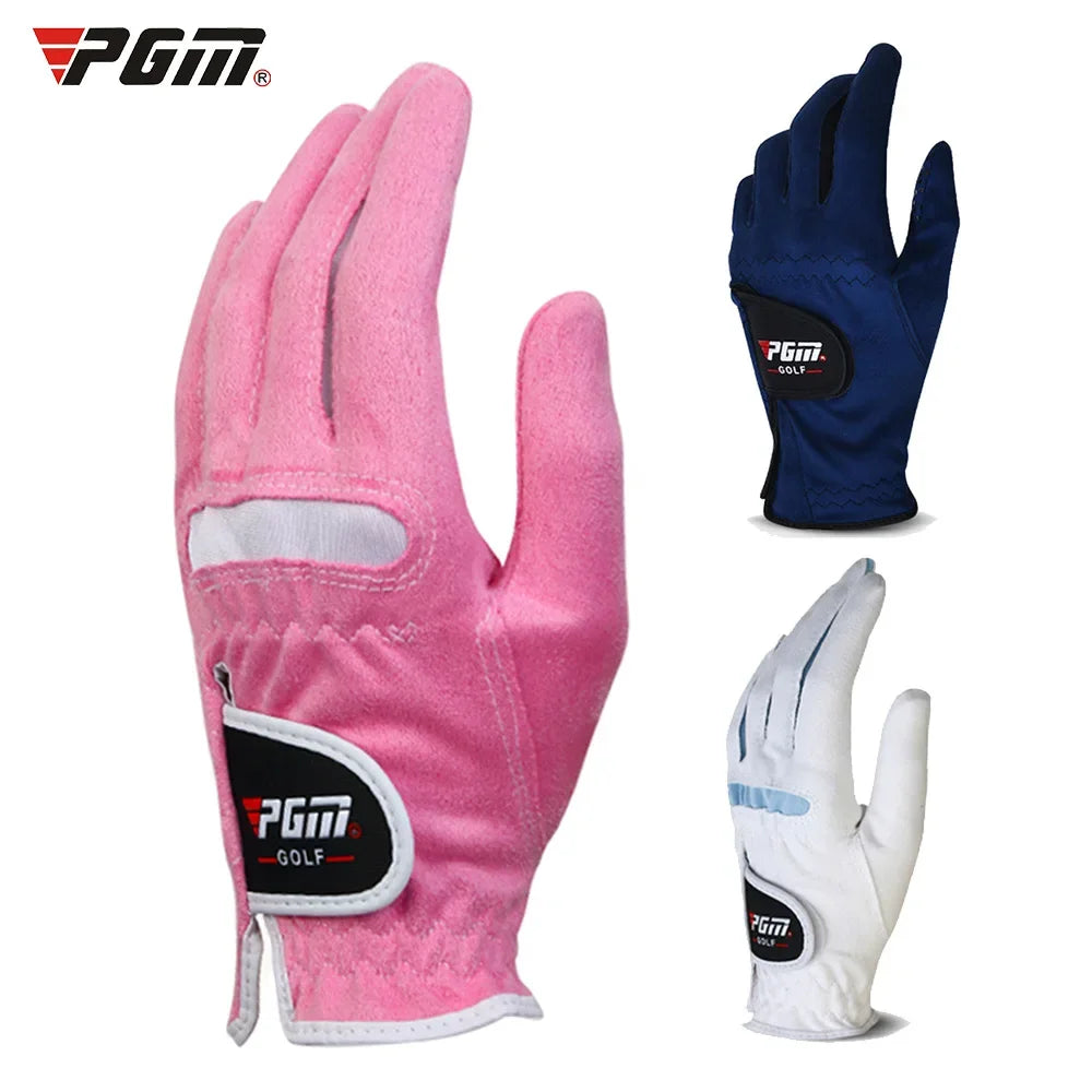 1Pair Women Golf Gloves Soft Microfiber Cloth Breathable Non-Slip Protective Gloves Hand Wear Golf Accessory