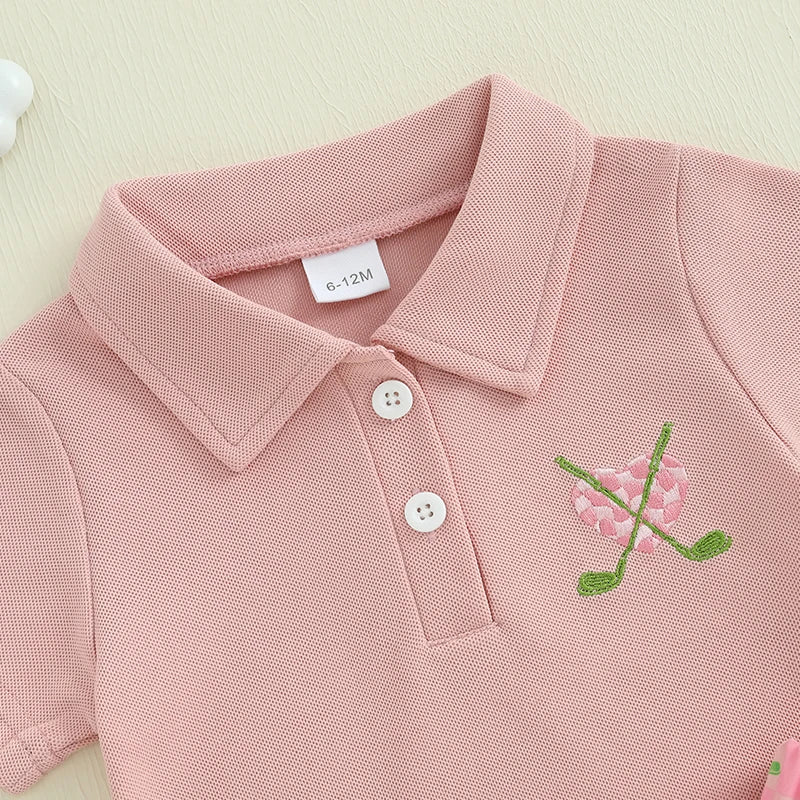 Toddler Kids Baby Girls Golf Print Short Sleeve T-Shirt and Skirt Outfits Clothes Summer Fashion Casual Kids Clothes Sets