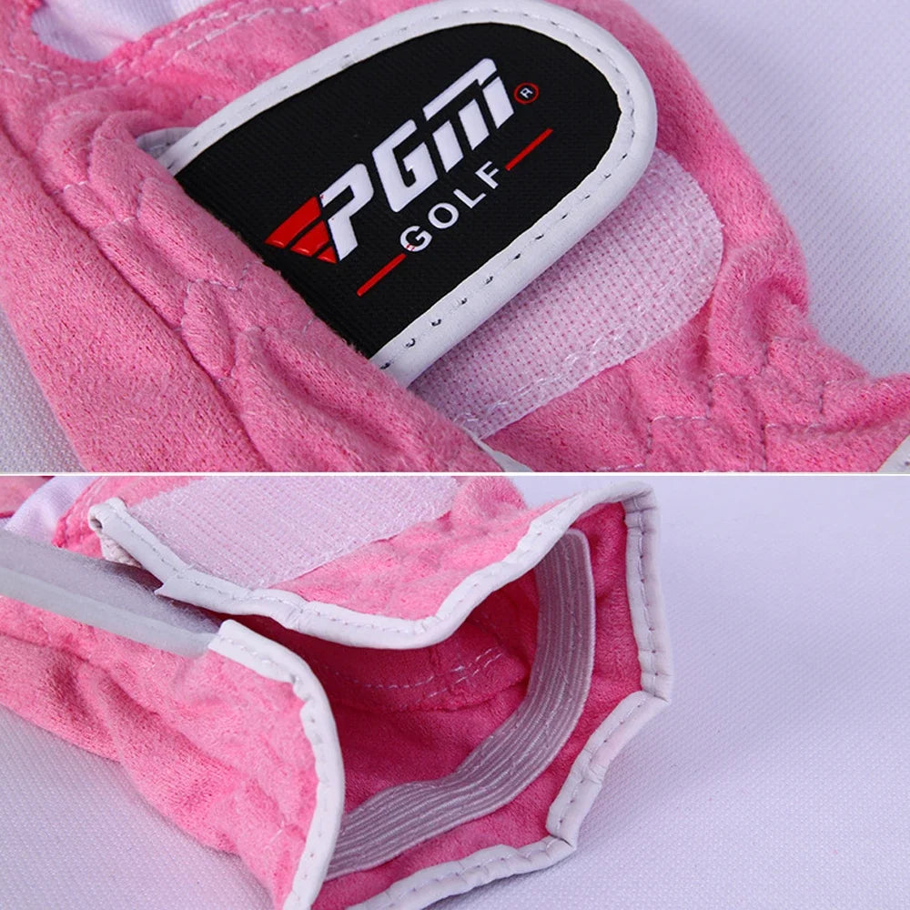 1Pair Women Golf Gloves Soft Microfiber Cloth Breathable Non-Slip Protective Gloves Hand Wear Golf Accessory