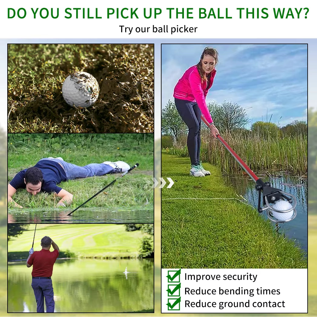 6FT/15FT Golf Ball Retriever, Telescopic Aluminum Shaft, Lightweight and Durable Design, Easy Ball Retrieval, Perfect for Golfer