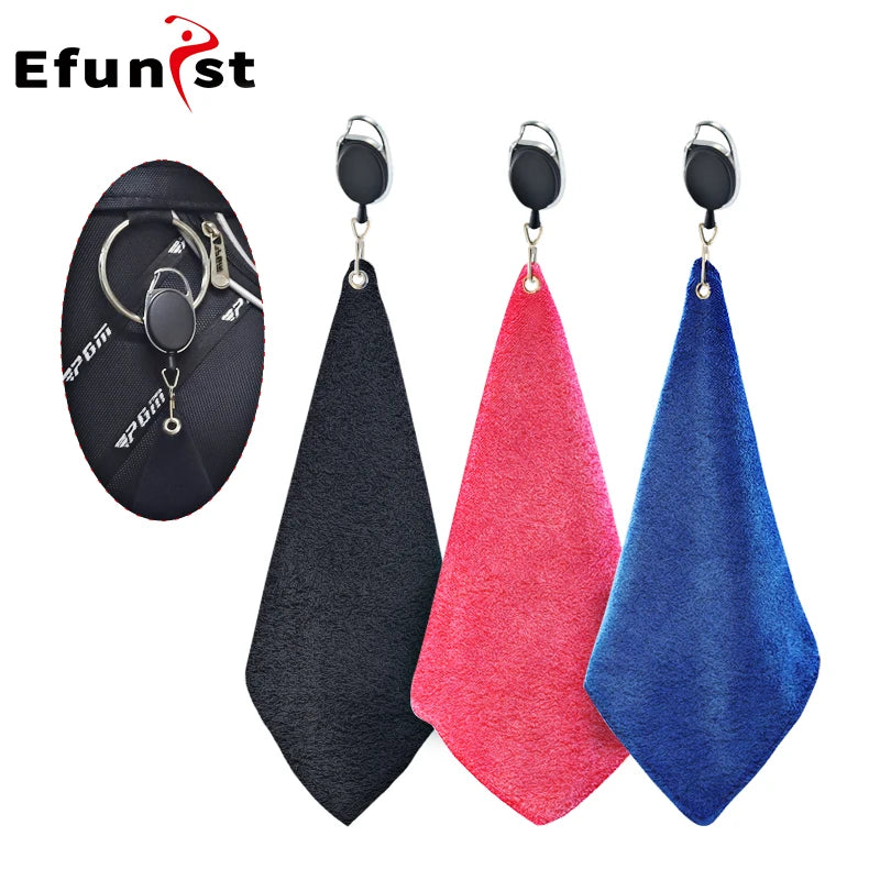 Golf Towel Portable Golf Cleaning Tools 3 Color Square with Carabiner Hook Microfiber Velvet Cotton Cleaning Towel Drop Ship