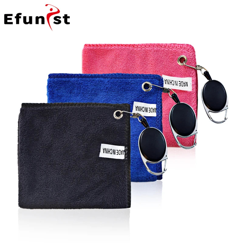 Golf Towel Portable Golf Cleaning Tools 3 Color Square with Carabiner Hook Microfiber Velvet Cotton Cleaning Towel Drop Ship