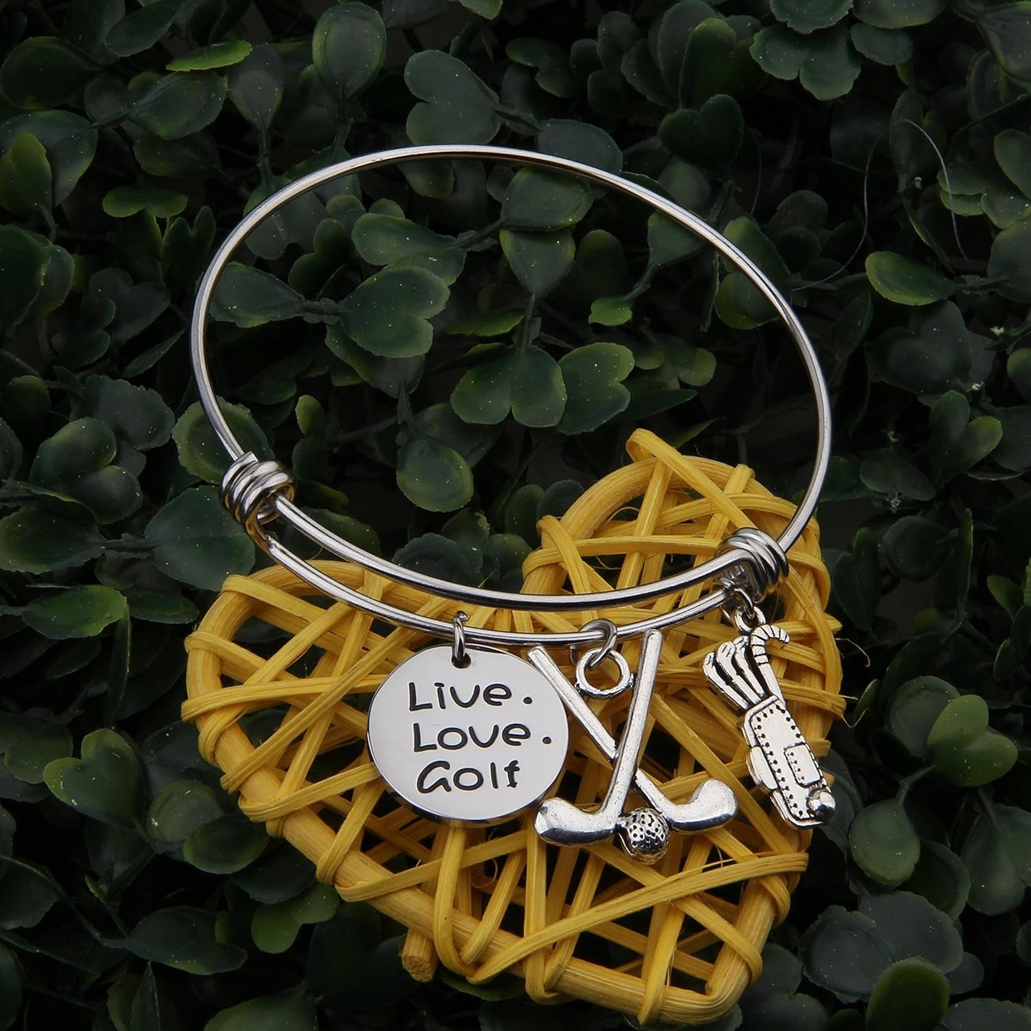 Golf Bracelet - Live Love Expandable Charm Jewelry Gift for Lovers, Clubs, and Teams
