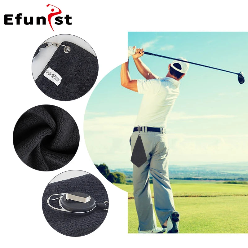 Golf Towel Portable Golf Cleaning Tools 3 Color Square with Carabiner Hook Microfiber Velvet Cotton Cleaning Towel Drop Ship