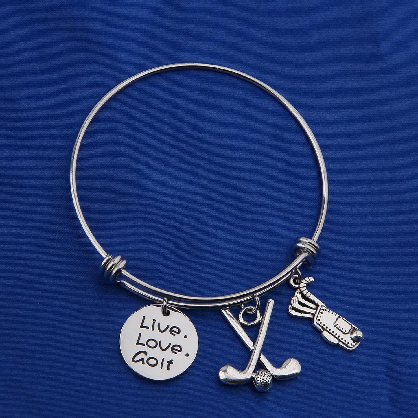 Golf Bracelet - Live Love Expandable Charm Jewelry Gift for Lovers, Clubs, and Teams