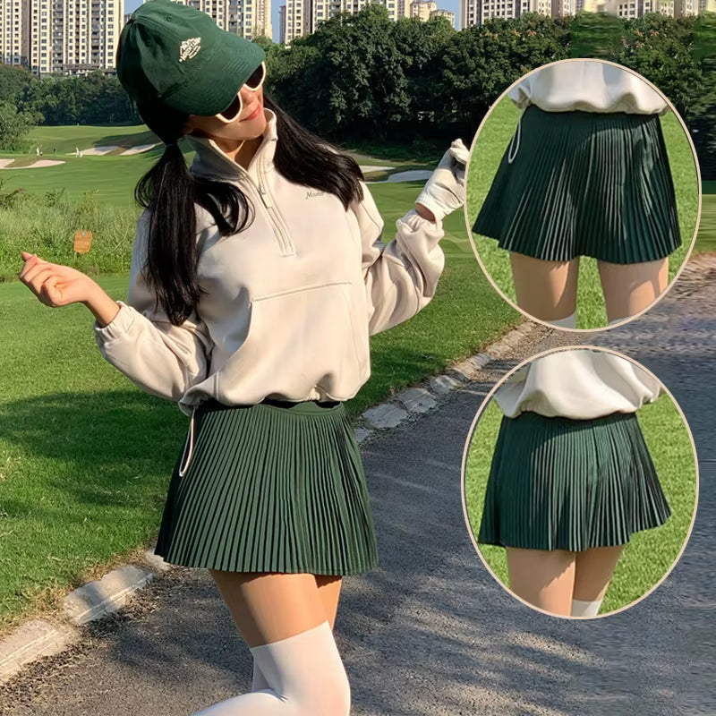 New Multi Reason Golf Skirt for Women High Waist Pleated Skorts Ladies Golf Wear A-Lined Sports Causal Skirt with Inner Shorts