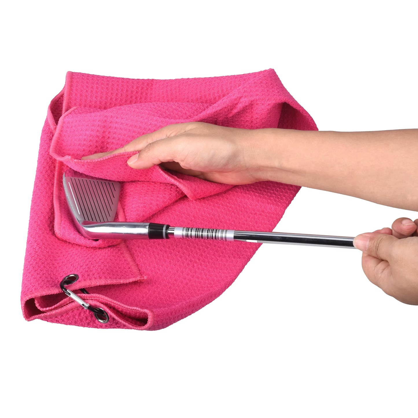Golf Towel and Brush Set Microfiber Towels for Golf Bags Women Cleaning Kit with Ball Marker Golf Divot Tool Brush, Pink