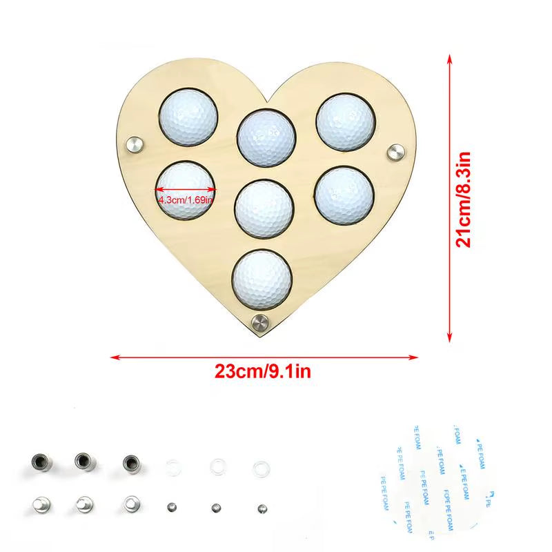 Holder Stand for Golf Ball 9X8Inches Wooden Wall Mount Display Rack Golf Ball Stand Holder Torched Golf Ball Display