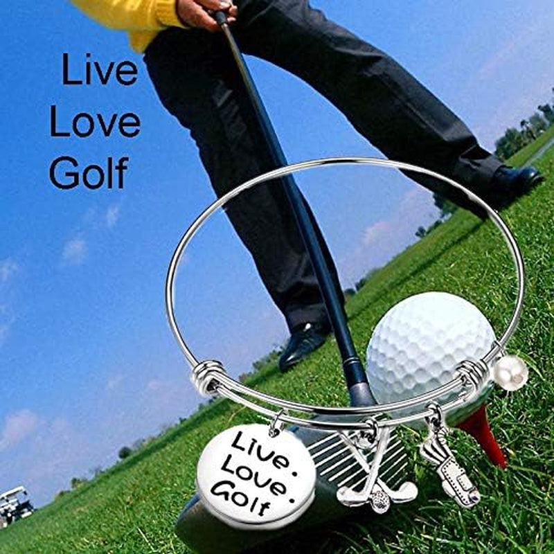 Golf Bracelet - Live Love Expandable Charm Jewelry Gift for Lovers, Clubs, and Teams
