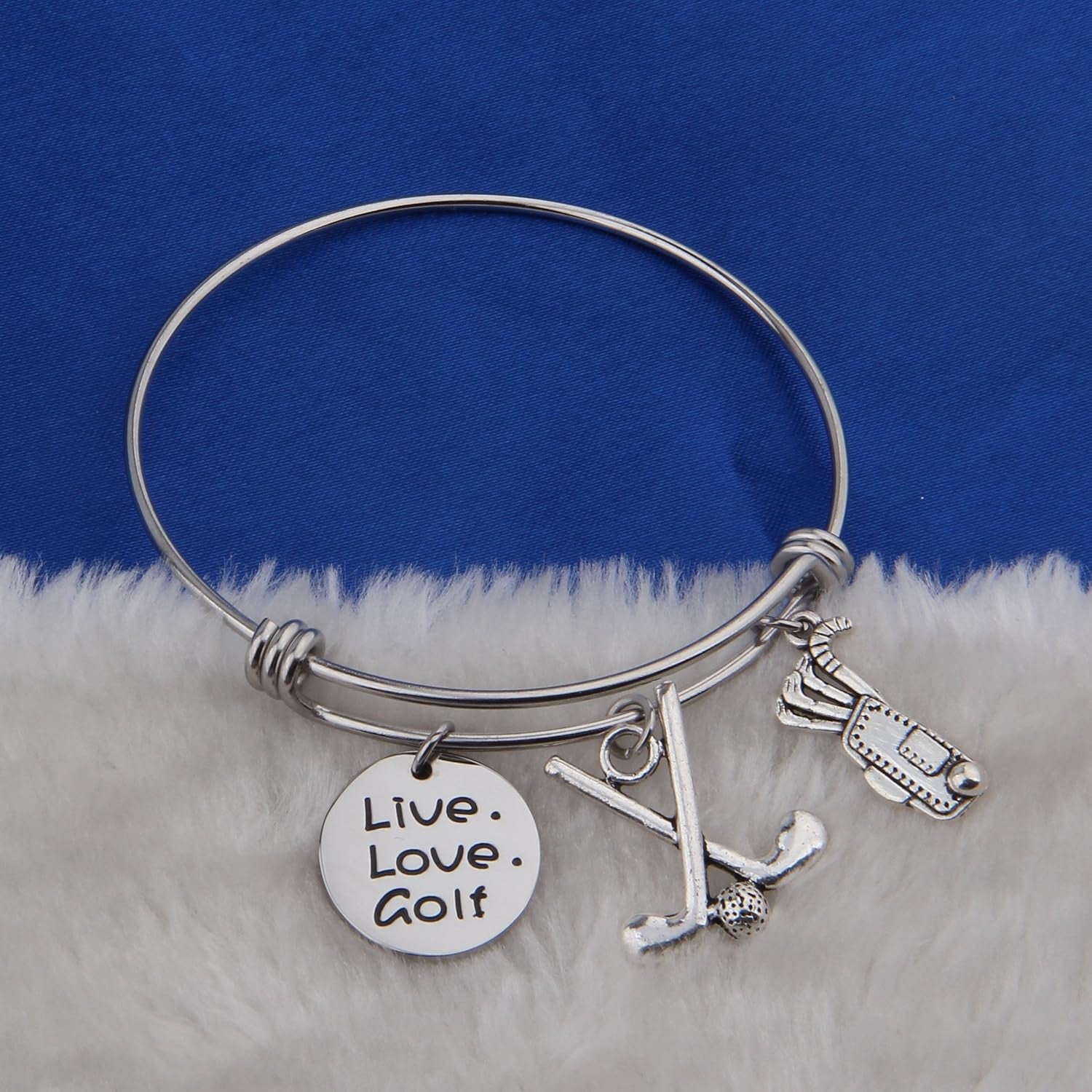Golf Bracelet - Live Love Expandable Charm Jewelry Gift for Lovers, Clubs, and Teams