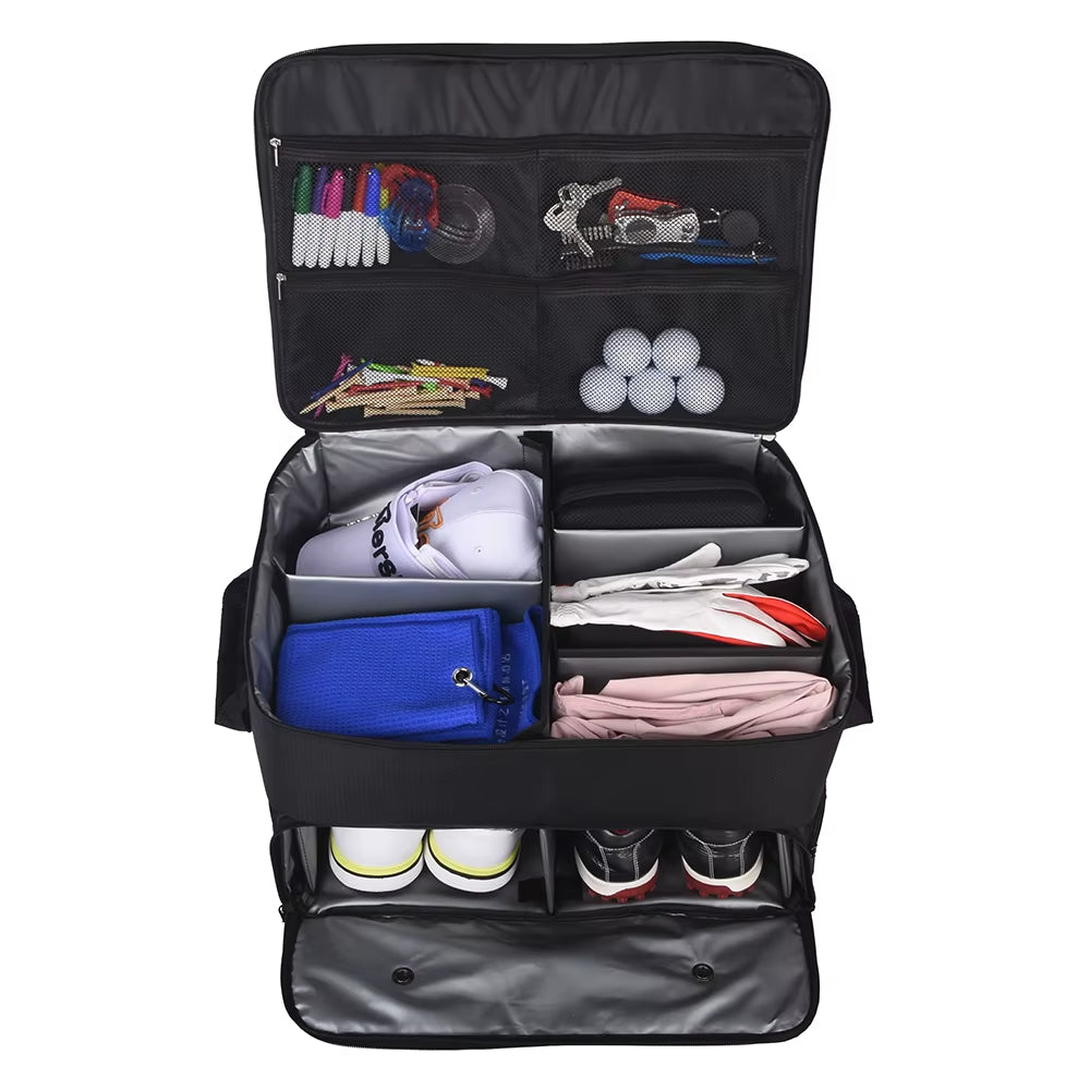 Golf Trunk Organizer Waterproof Car Golf Shoes Bag with Large Golf Storage Box for Shoes Balls Tees Clothes Gloves Accessories ﻿