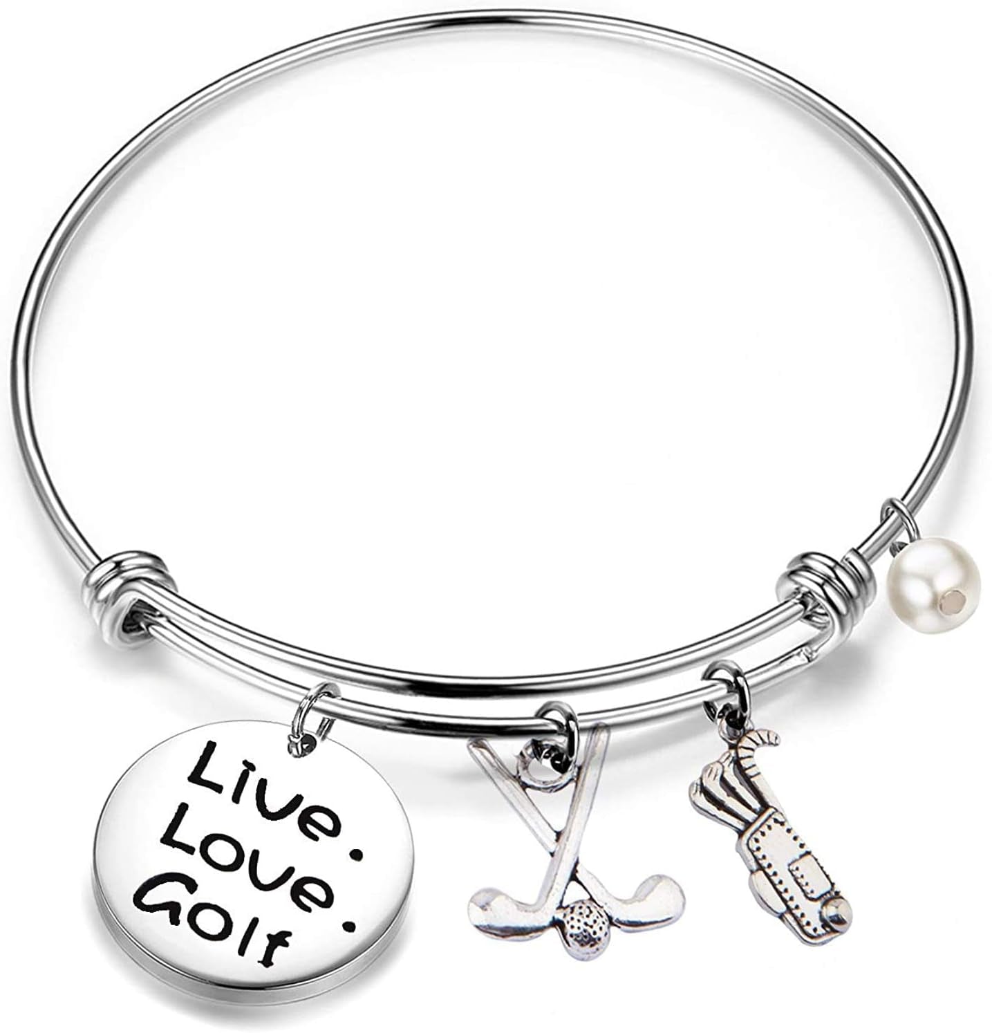 Golf Bracelet - Live Love Expandable Charm Jewelry Gift for Lovers, Clubs, and Teams