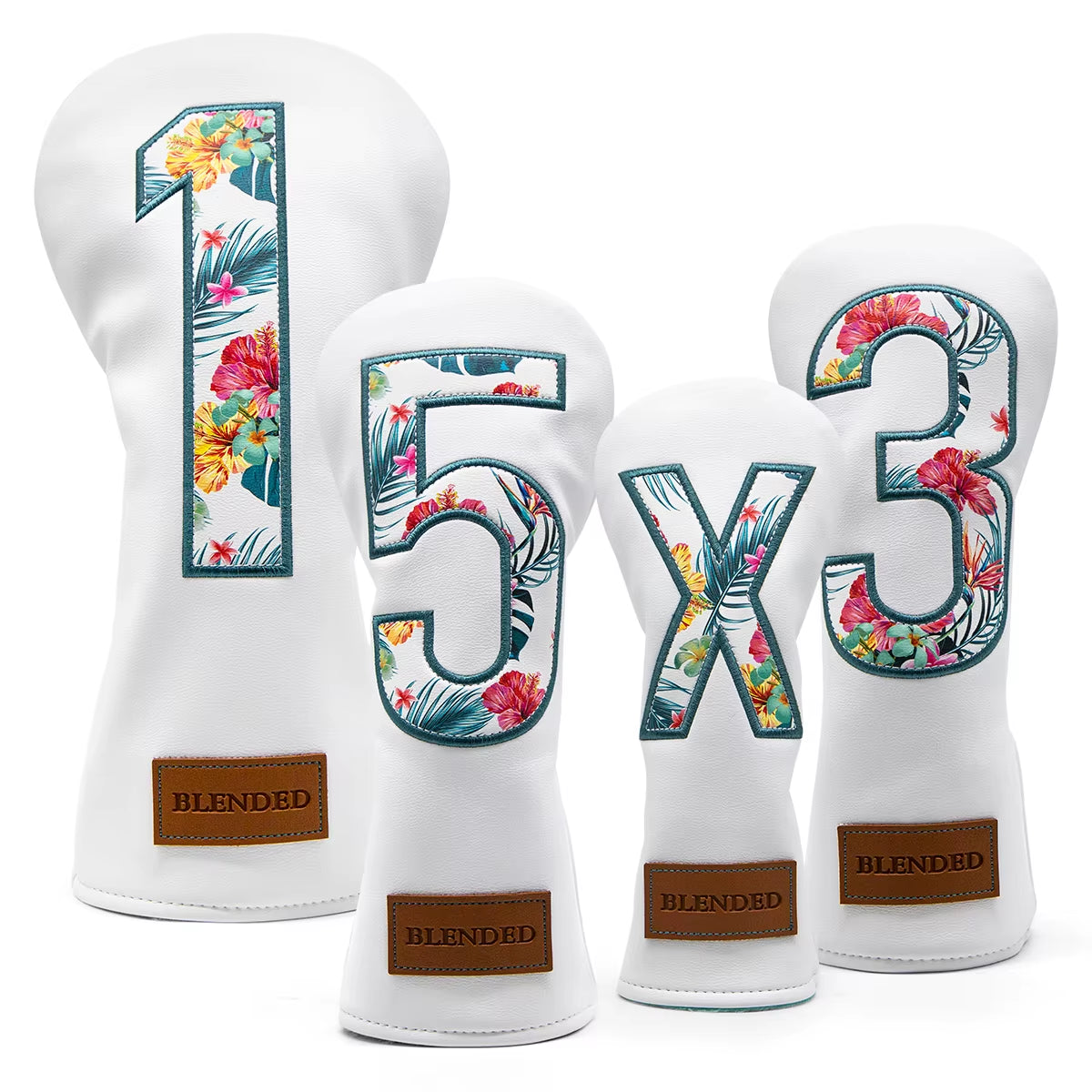 Golf Headcovers Summer Fashion Head Cover High Qaulity Driver Wood Cover Set White Premium Leather Driver Fairway Hybrid Golf Wo